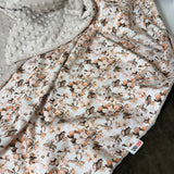 Minky blanket, apple tree flowers