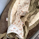 Minky blanket, forest animals, olive green