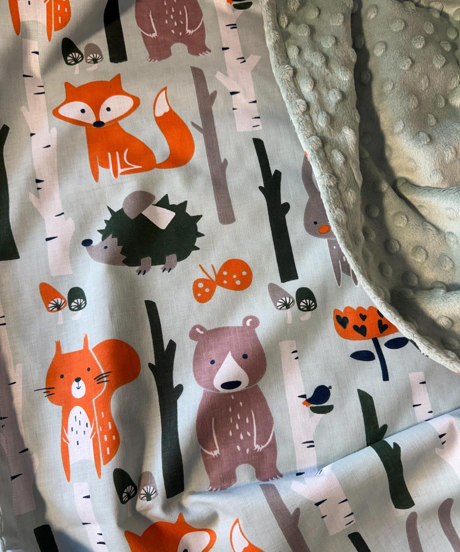 Minky flīsa un kokvilnas sedziņa