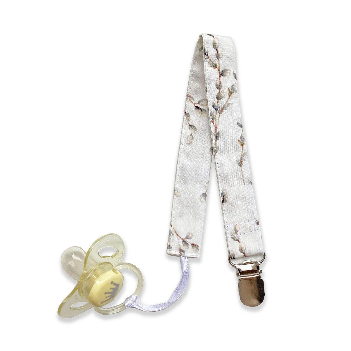 Cotton baby pacifier clip in willow pattern